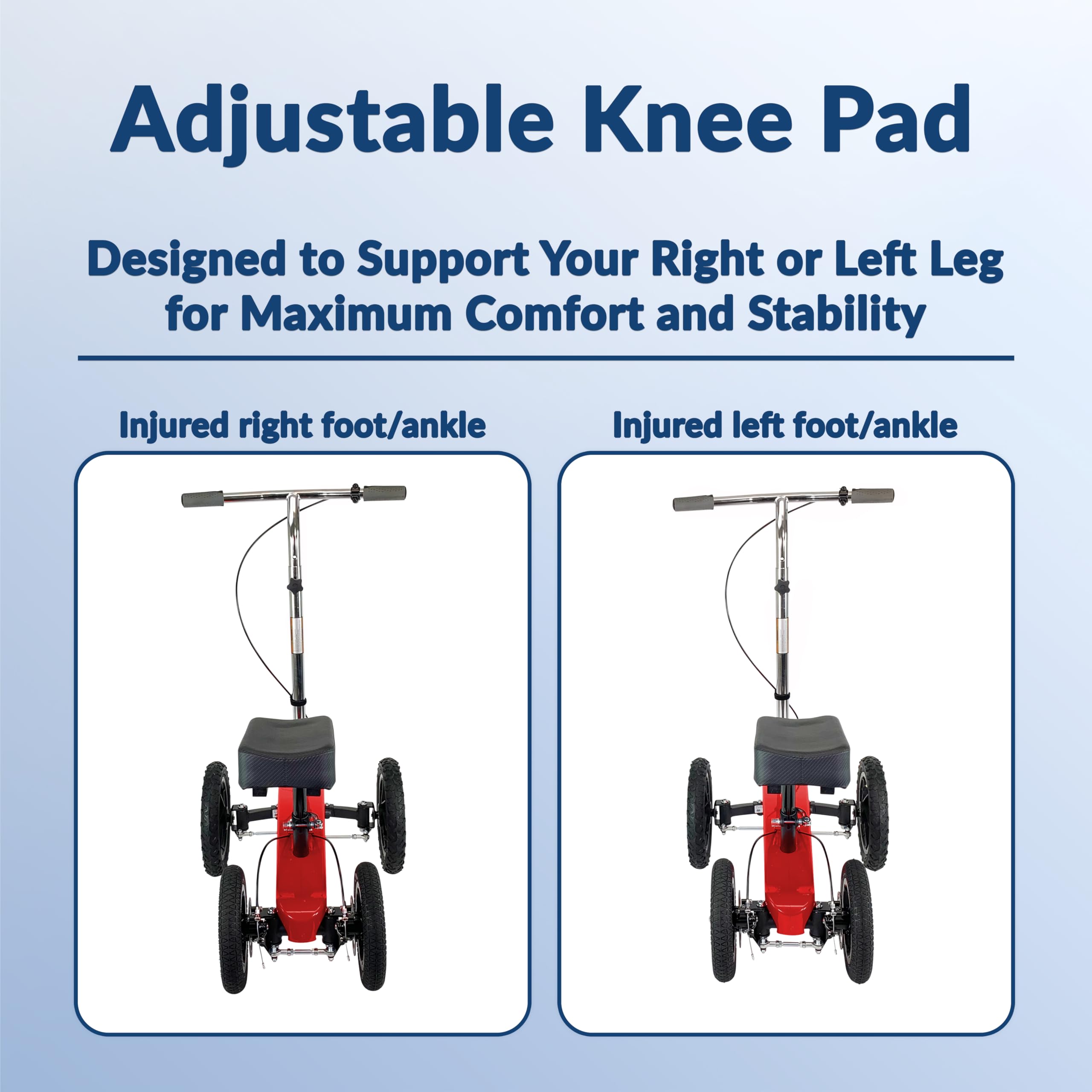 All Terrain 4-Wheel Knee Scooter for Adults - Heavy Duty Knee Walker for Foot Surgery, Broken Ankle & Injuries | Patented Steering System | Ideal for Post-Surgery Recovery & Mobility Assistance
