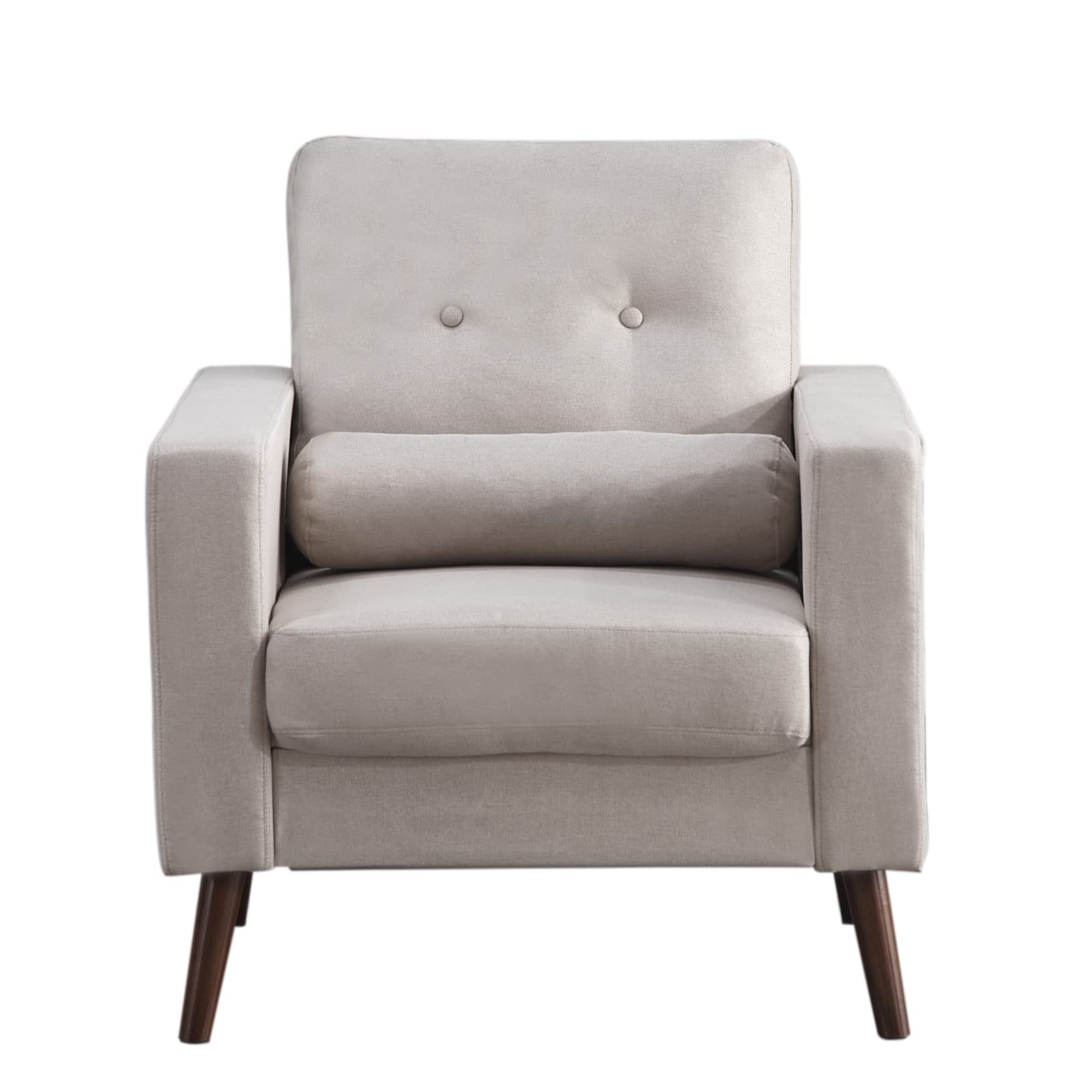 Mid Century Modern Loveseat Sofa - Button Tufted Upholstered Love Seat Couch for Living Room, Bedroom & Office - Beige Fabric Small Sofa Chair - Perfect for Apartments, Dorms and Cozy Spaces