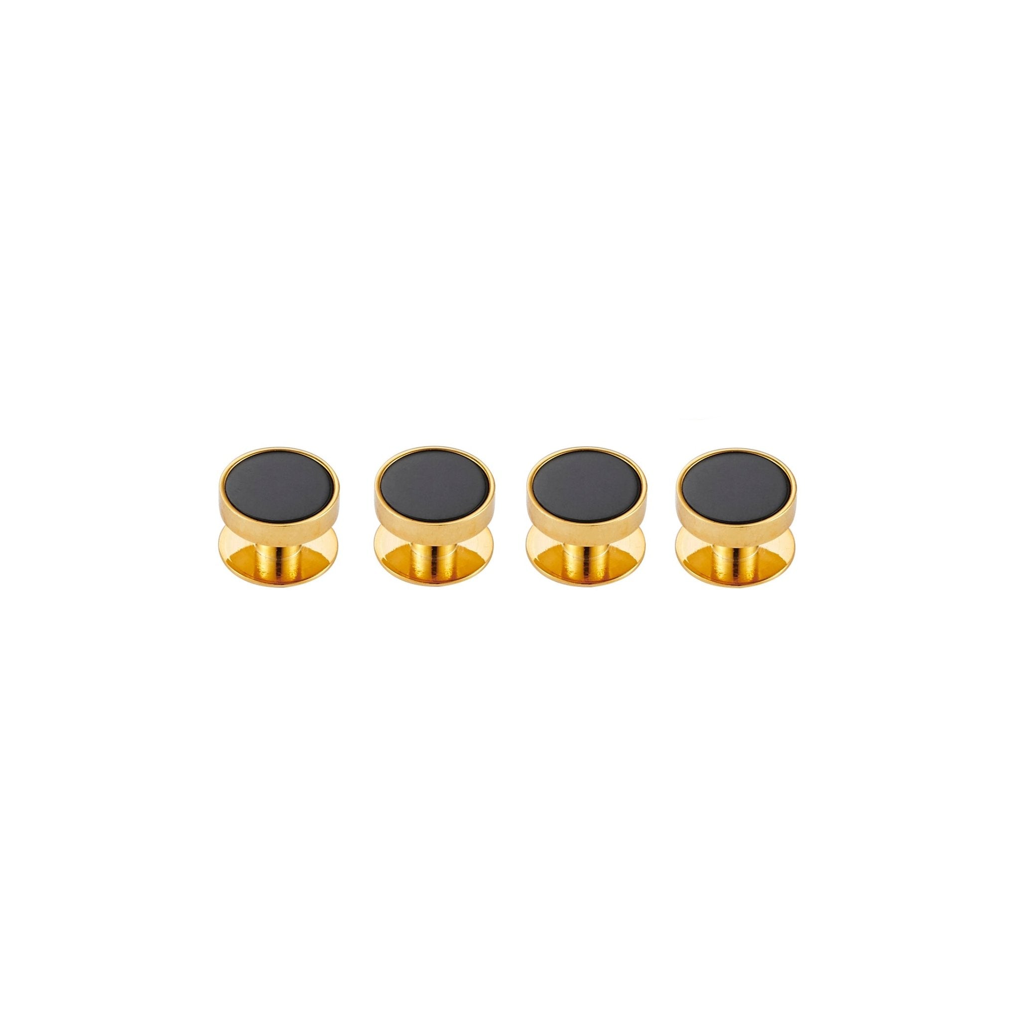 Cudworth 4PC Gold Plated & Black Stud Earrings Set for Women - Hypoallergenic Fashion Jewelry for Daily Wear, Parties & Gifting