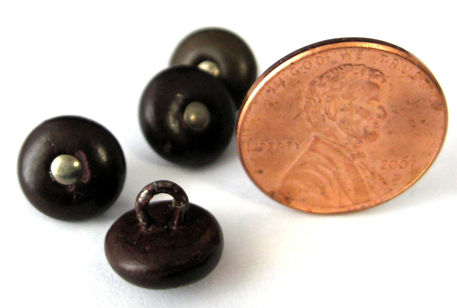 Antique Brown High Button Shoe Gloves - Set of 4 Victorian & Edwardian Style Shoe Buttons for Historical Reenactments & Vintage Fashion