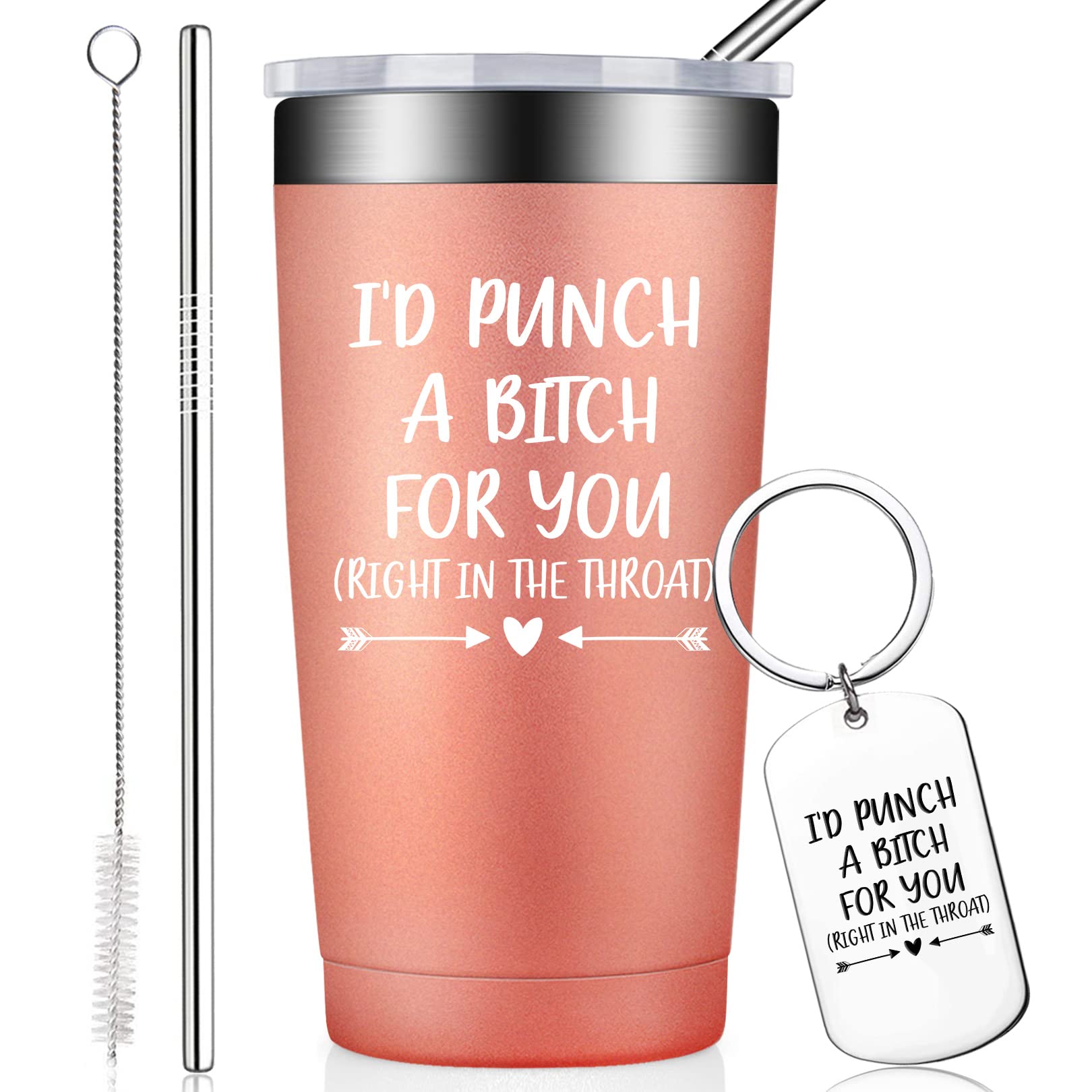 Best Friend Gifts for Women - Funny 20oz Wine Tumbler with Keychain | Birthday Present for BFF, Sister, Bestie | Insulated Cup for Wine, Cocktails & Coffee | Perfect for Parties, Girls Night Out & Office Use