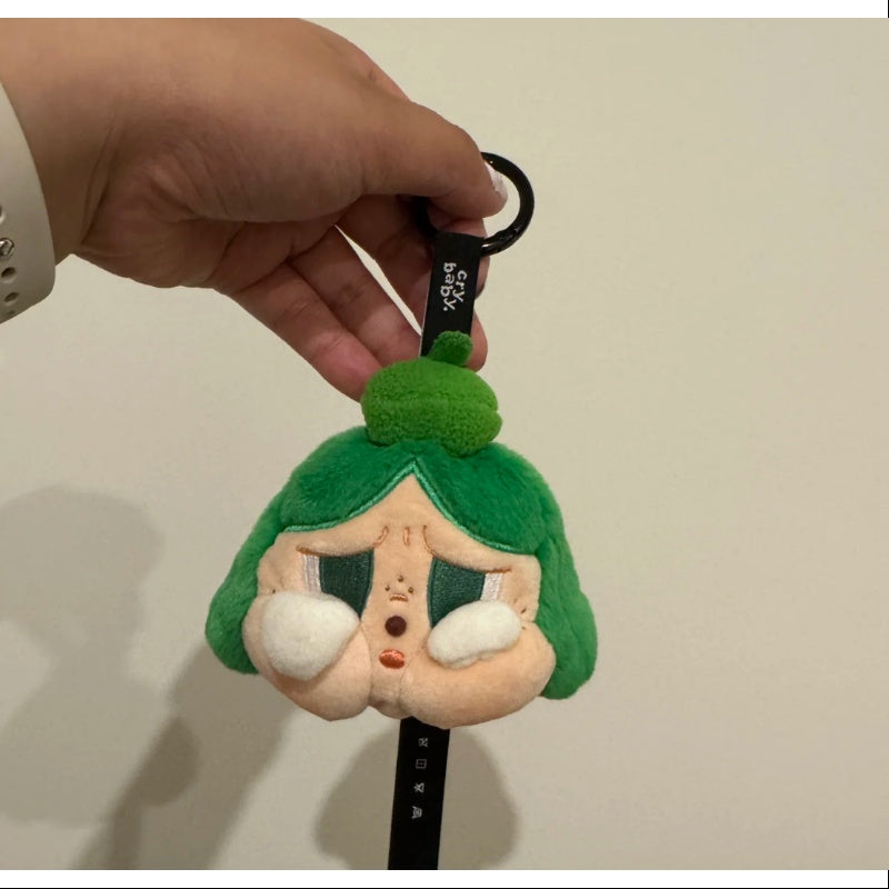 Crybaby Cheer Up Baby Plush Pendant Keychain - Kawaii Green Anime Character Charm for Backpacks, Bags & Gifts | Cute Japanese Style Accessory for Cosplay & Everyday Carry