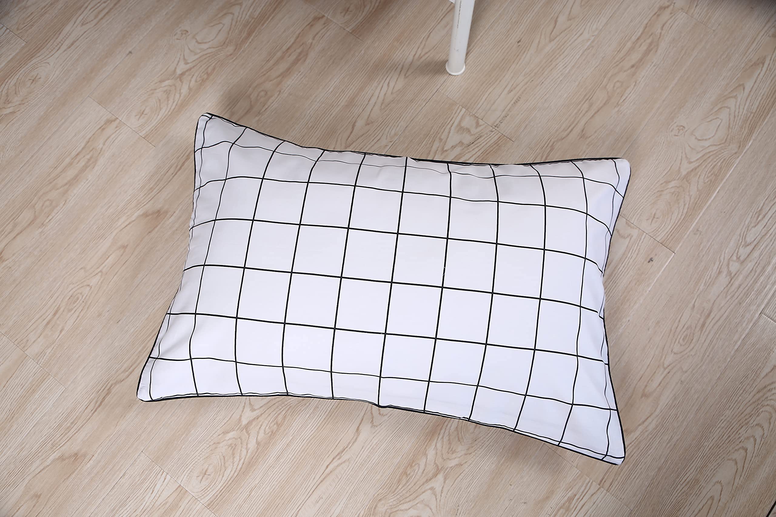 FADFAY White Plaid Comforter Set - 100% Cotton Buffalo Check Summer Quilt with Deep Pocket Sheets (6 Piece Queen Size) | Cozy Bedroom Decor for Guest Rooms & Farmhouse Style Homes