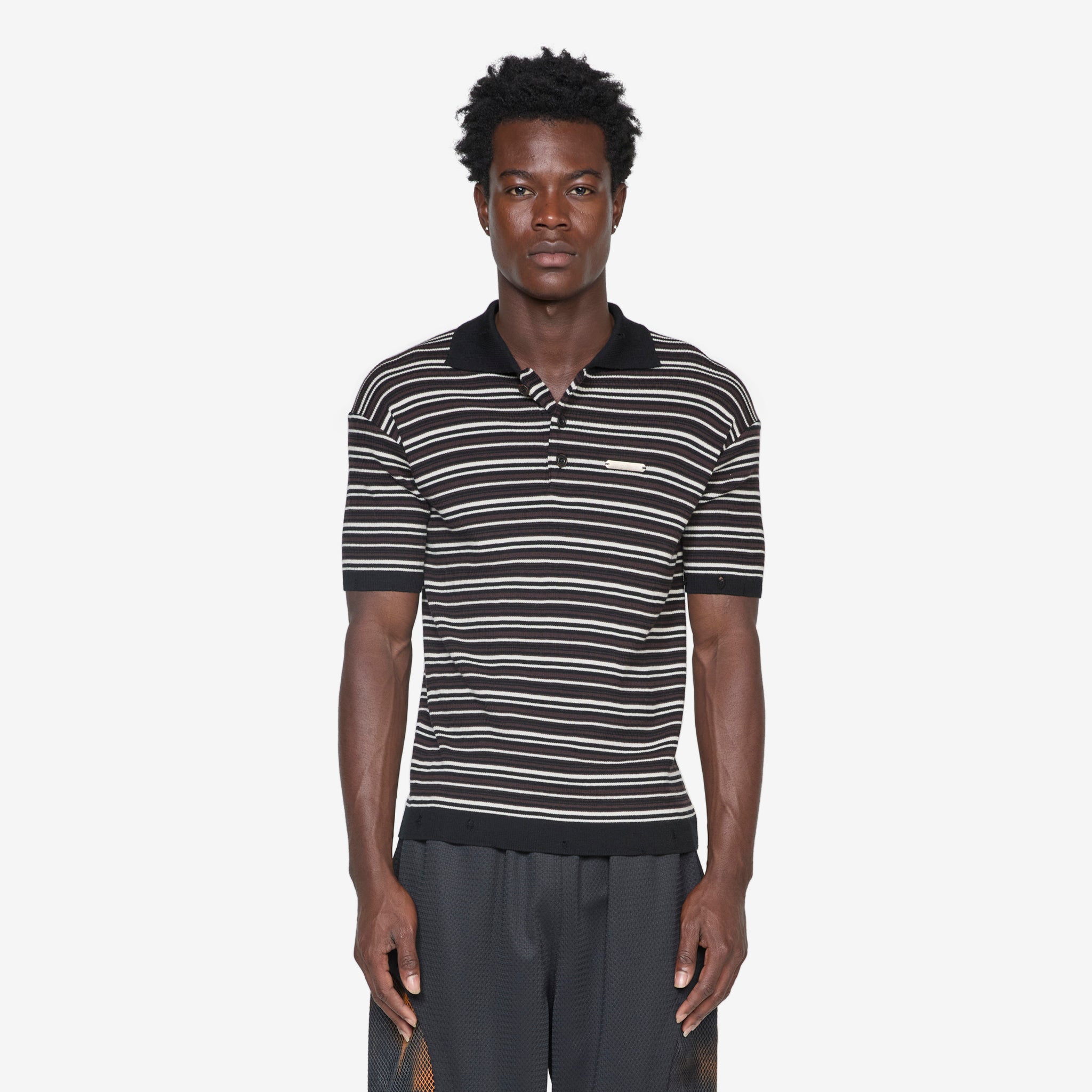 Premium Stripe Polo Sweater for Men - Black & Brown Colors | Casual Office Wear & Weekend Outfits