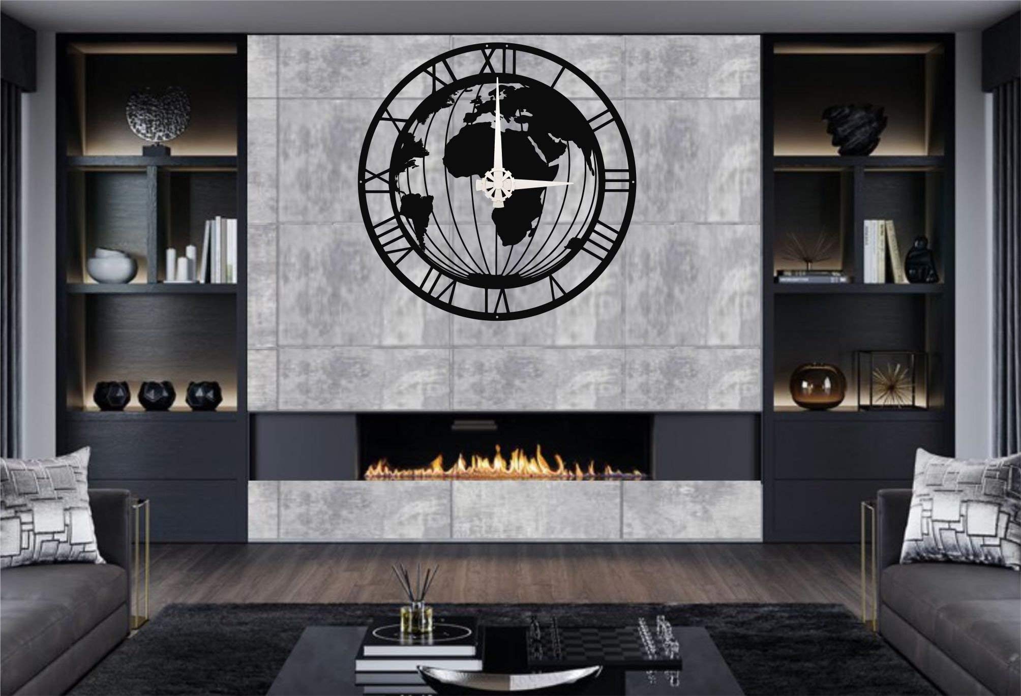 DEKADRON Metal World Map Wall Clock - 20