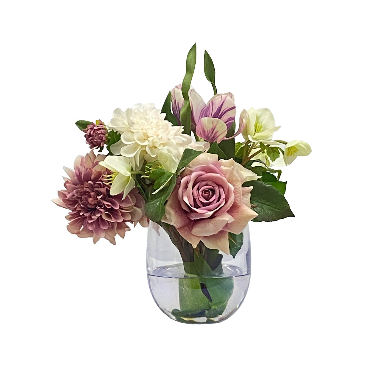 Premium Rose, Dahlia & Tulip Flower Arrangement - Fresh Cut Floral Bouquet for Home Decor, Wedding Centerpieces & Gift Giving
