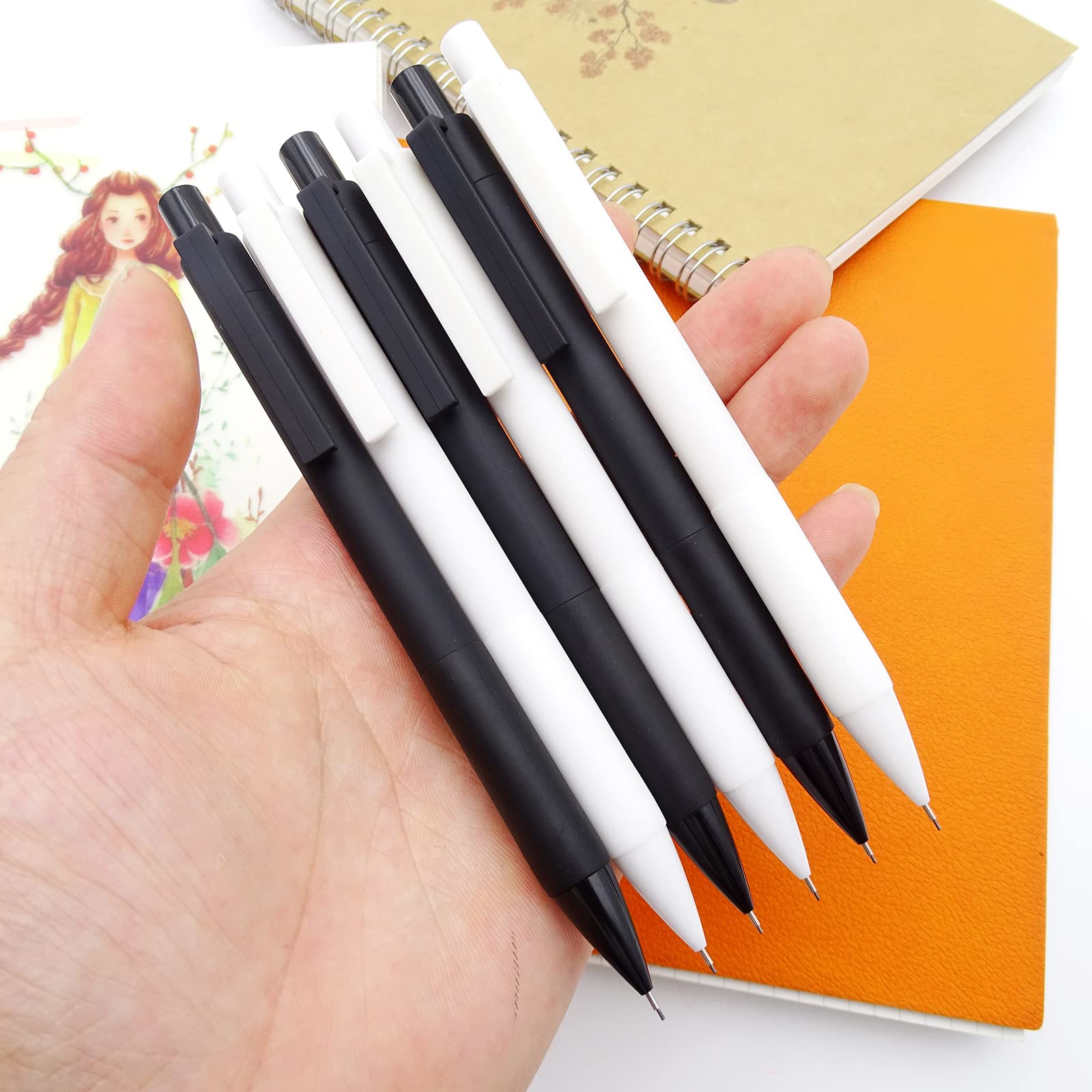 COLNK 0.5mm Mechanical Pencil Set - 10 Pack White Barrel Drafting Pencils for Office, School & Art - Perfect for Students, Kids & Professionals for Writing, Drawing & Sketching