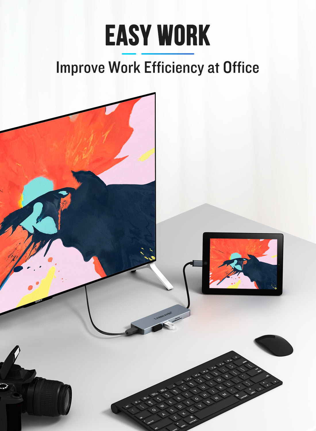 LEMORELE™ TC18 5-in-1 USB C Hub with 4K HDMI, USB 3.0, SD/TF Card Reader - Perfect for MacBook Pro, Dell XPS, and iPad Pro - Ideal for Home Office, Travel, and Multi-Screen Workstations