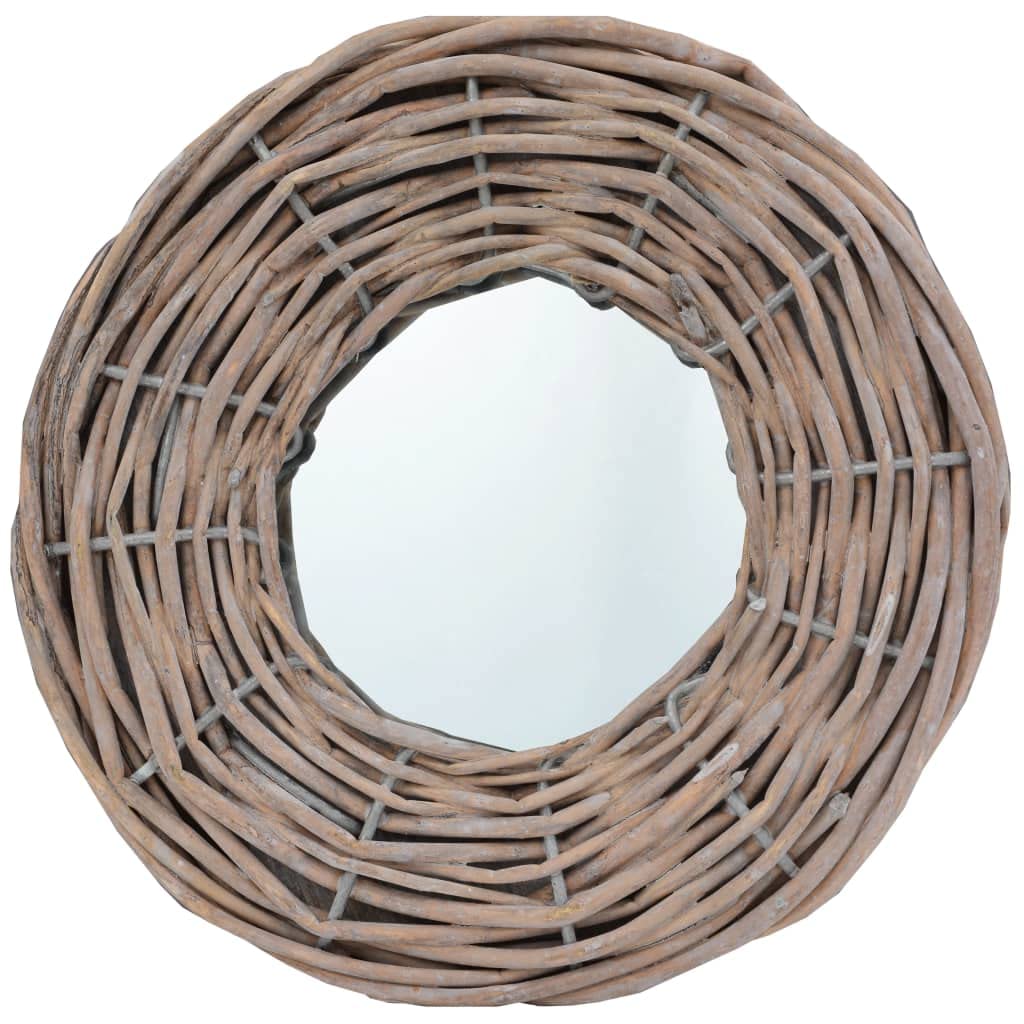 3-Piece Rattan Wall Mirror Set - Farmhouse Bathroom & Bedroom Decor - Easy to Hang Wicker Mirror (5.9