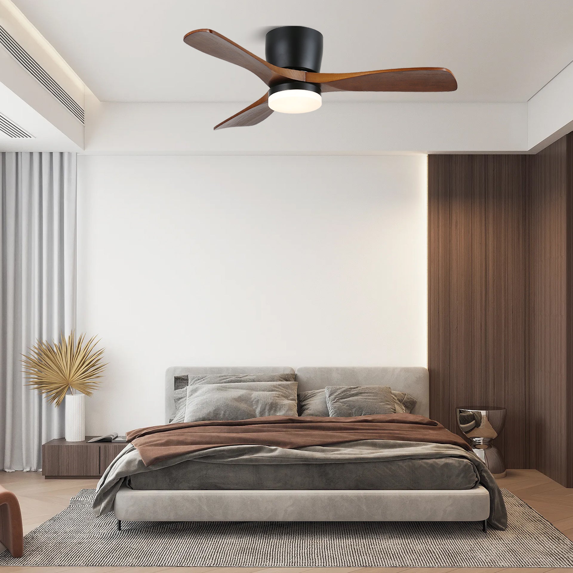 High-Efficiency Aerodynamic Wooden Ceiling Fan with Light - 42/52 Inch for Living Room, Bedroom & Outdoor Use