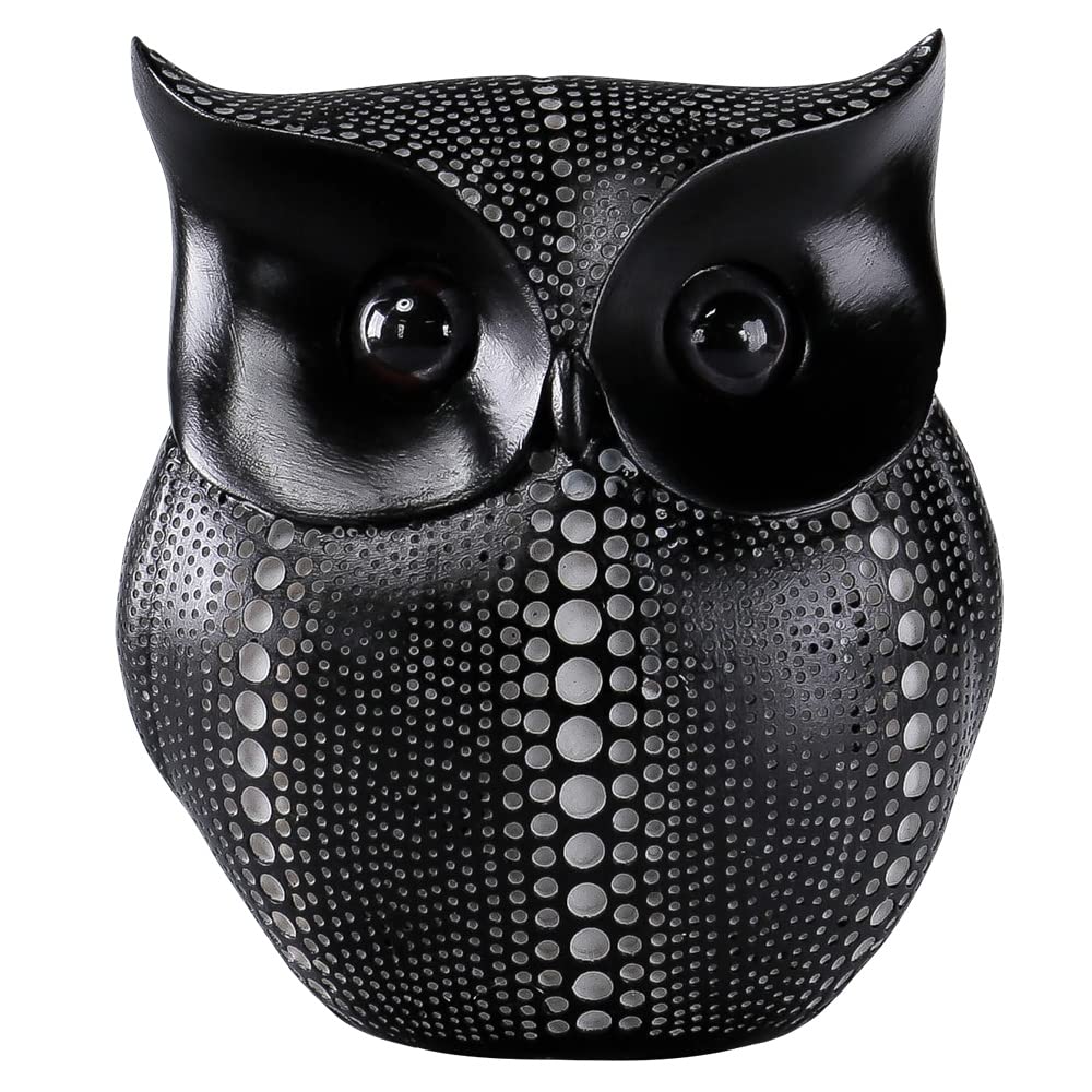 Owl Statue Home Decor - Minimalist Animal Sculpture for Bookshelf, TV Stand, Fireplace Mantel, Windowsill, Nightstand, Table & Bathroom - Perfect Gift for Loved Ones (Black) | Ideal for Living Room, Bedroom, Office & Wedding Decor