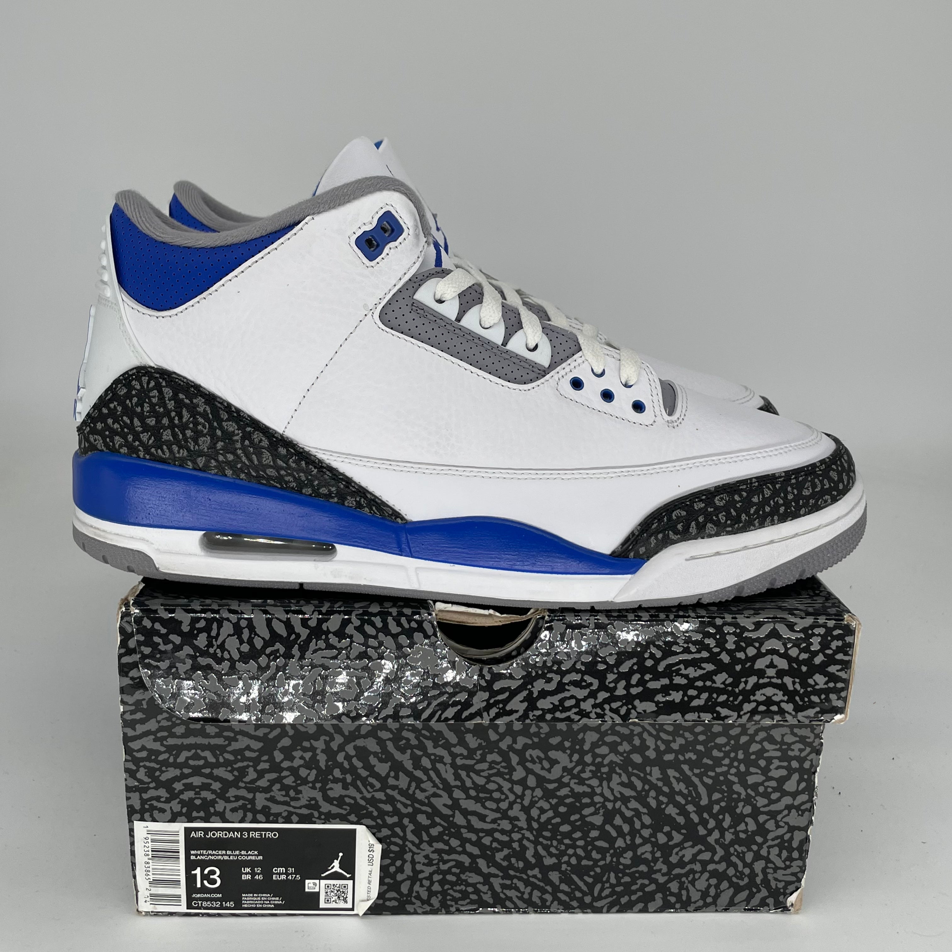 AIR JORDAN 3 RACER BLUE Men's Basketball Shoes Size 13 - Retro Style Sneakers CT8532-145 | Perfect for Streetwear, Gym & Casual Outfits