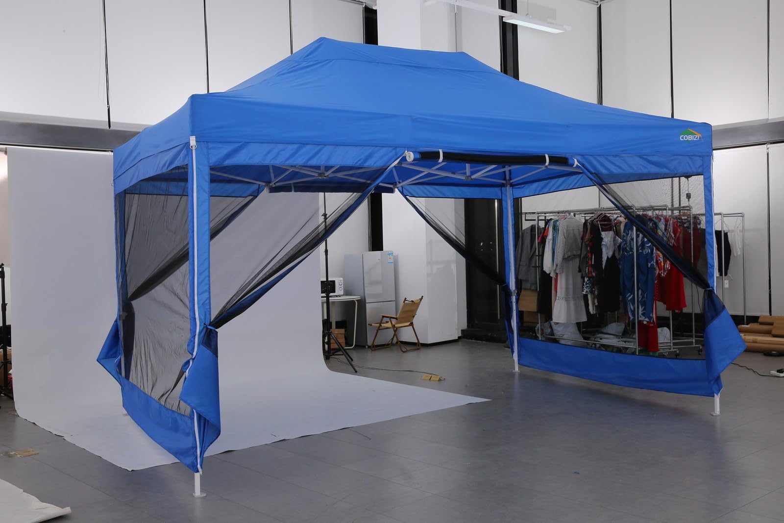 COBIZI 10x15 Heavy Duty Pop Up Canopy Tent with Waterproof Sidewalls & Mosquito Net - Easy Setup Instant Shelter for Outdoor Parties, Weddings, Backyard Events - Includes Carry Bag (Gray) | Perfect for Picnics, Camping, Farmers Markets & Tailgating