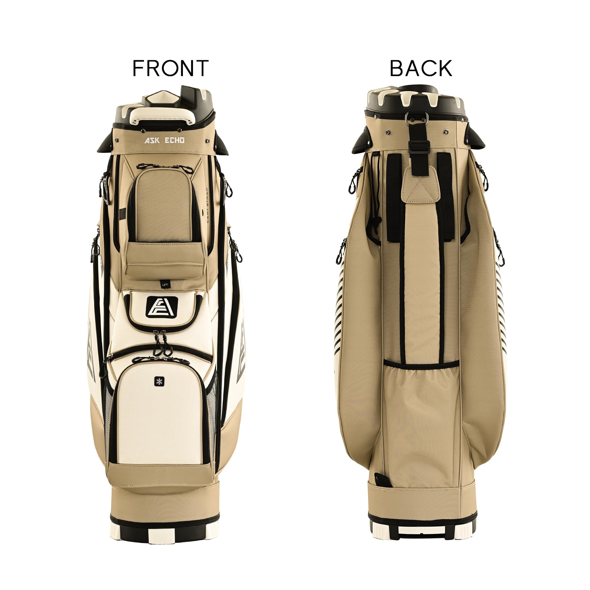 ASK ECHO 2024 Premium T-Lock Golf Cart Bag with 14-Way Organizer Divider Top - Durable Golf Bag with Comfortable Handles & Waterproof Rain Cover for Men - Perfect for Golf Courses, Tournaments & Driving Range Practice