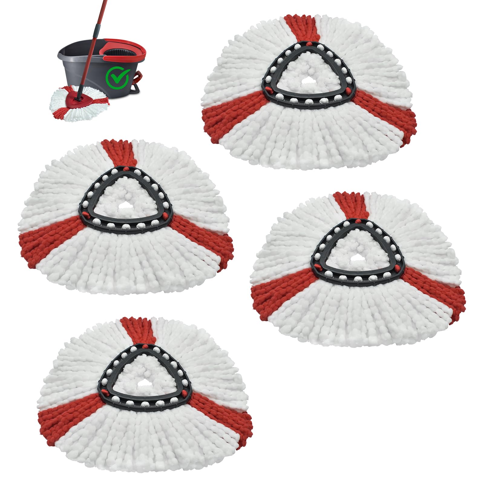 Vileda 2-in-1 Turbo EasyWring & Clean Spin Mop Replacement Microfiber Pads - Compatible Floor Mop Heads - Super Absorbent & Reusable Cleaning Cloths for Hardwood, Tile & Laminate Floors - Perfect for Kitchen, Bathroom & Home Cleaning