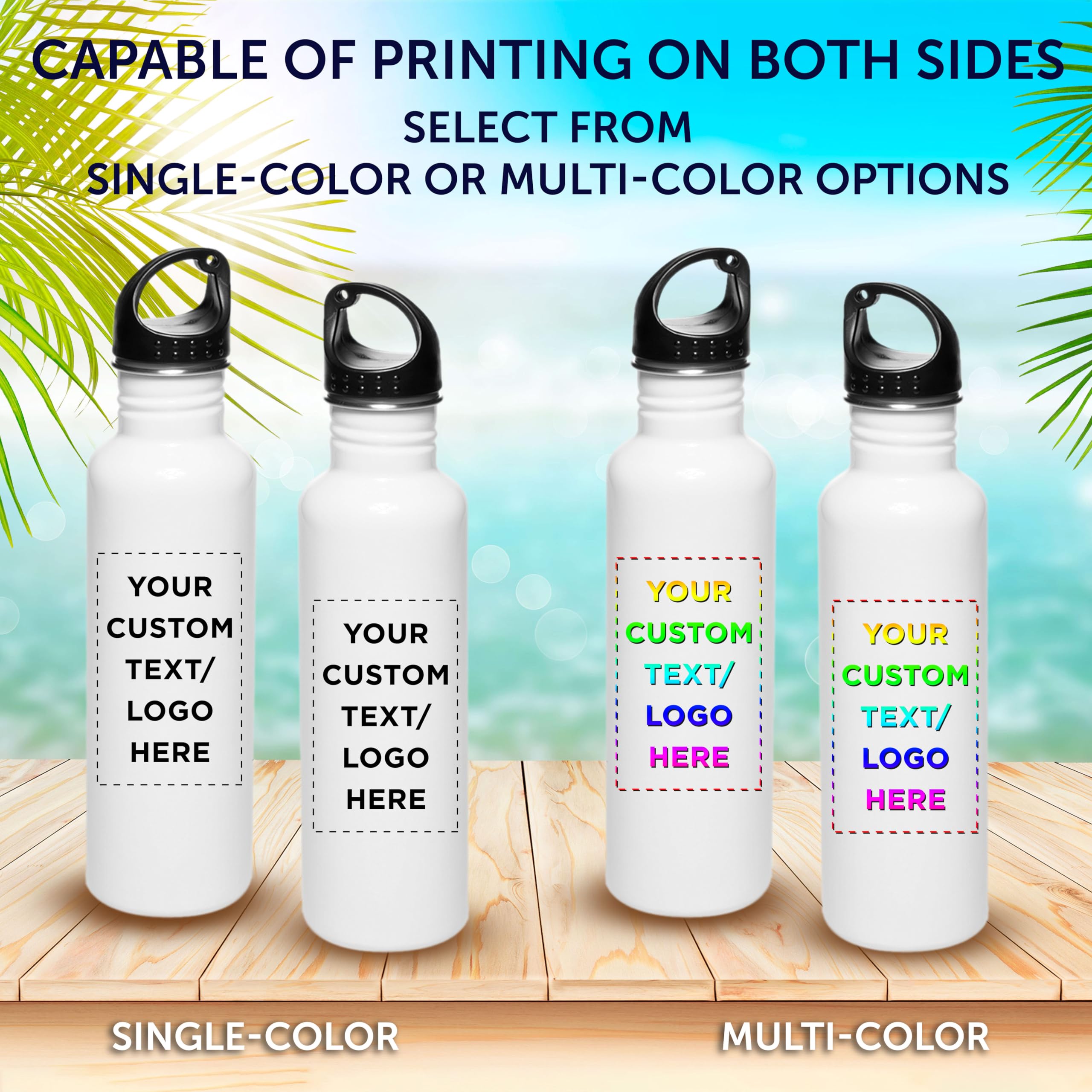 Custom Stainless Steel Water Bottles 26oz (Set of 10) - Personalized Bulk Pack - Reusable & Leak Proof - Ideal for Gym, Hiking, Camping, Outdoor Sports - White - Perfect for Office, School, Team Events & Corporate Gifts