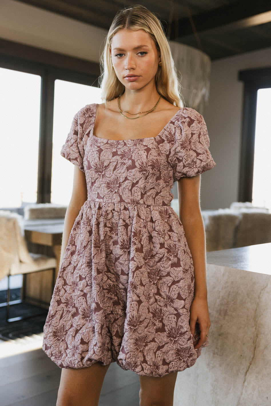 Aisling Bubble Mini Dress in Mauve - Flirty & Feminine Short Sleeve Party Dress | Perfect for Cocktail Parties, Date Nights & Summer Events | FINAL SALE