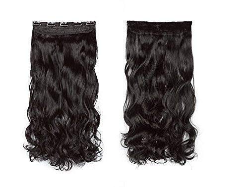 APOEM 5 Clips Heat Resistant Synthetic Curly Hair Extensions 22-24 Inches Dark Brown - Natural Looking Clip-in Hair Extensions for Volume & Length - Perfect for Parties, Weddings & Daily Styling