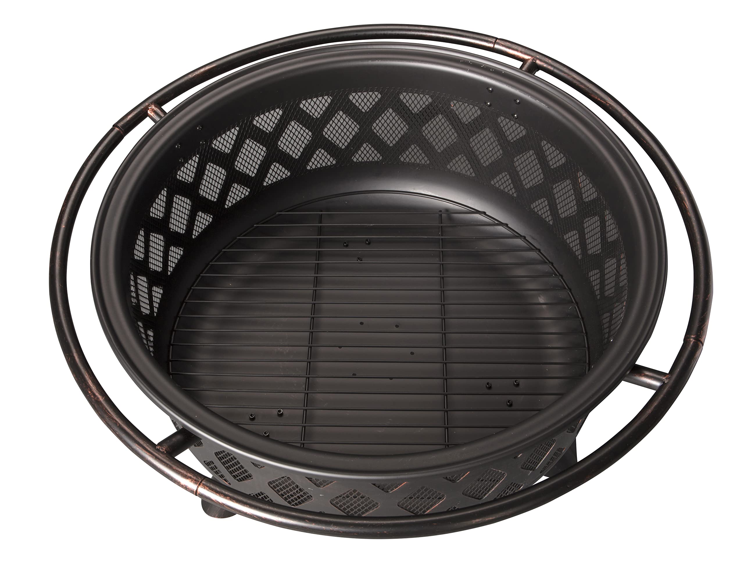 Wood Burning Outdoor Fire Pit with Lattice Design - Oil Rubbed Bronze Fire Bowl for Backyard, Patio, Camping & Garden Gatherings