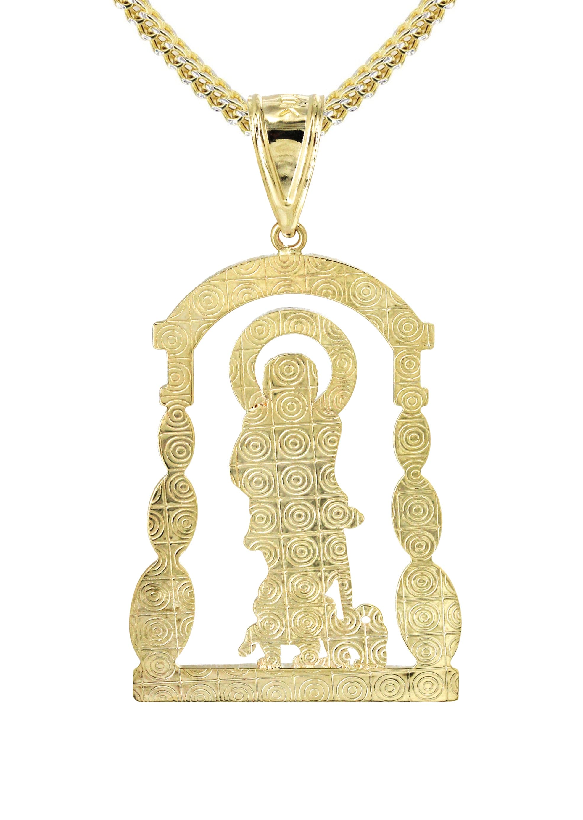 10K Yellow Gold Saint Lazaro Necklace - 16 Grams | Elegant Religious Jewelry for Women, Perfect for Gifts, Church, and Special Occasions