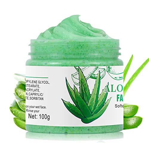 Organic Aloe Vera Facial Cleanser & Exfoliating Scrub for Dark Spots & Acne - Brightening Face Wash for Women & Men - Moisturizing Exfoliant for Daily Skincare Routine & Glowing Complexion