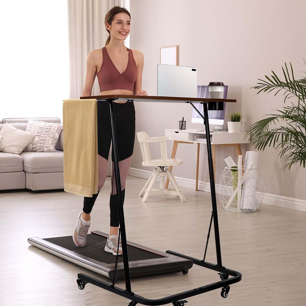 Adjustable Bike Trainer Fitness Desk - Portable Indoor Cycling Workstation with Lockable Wheels - Perfect for Home Gym, Office, and Treadmill Desk Workouts