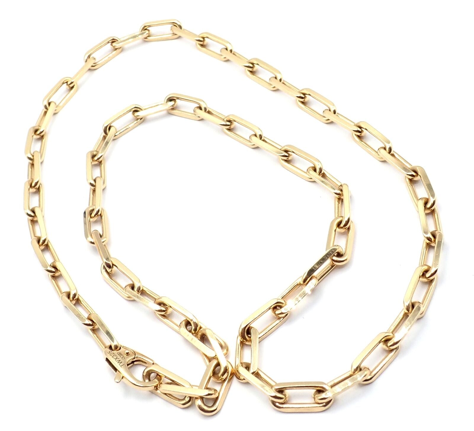 Authentic Cartier Santos 18K Yellow Gold Link Chain Necklace 22