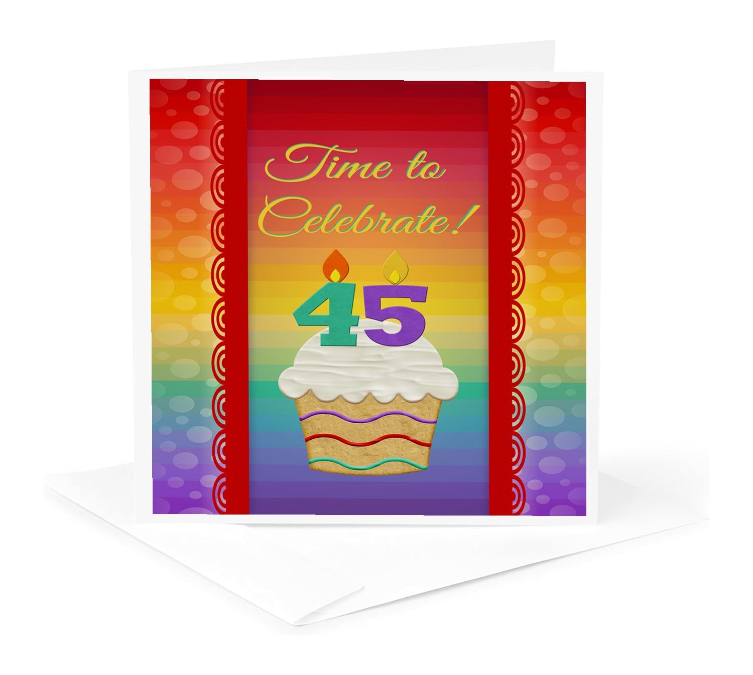 45th Birthday Invitation Card - Cupcake & Number Candles Design for Anniversary Celebration - Perfect for Milestone Parties & Special Events
