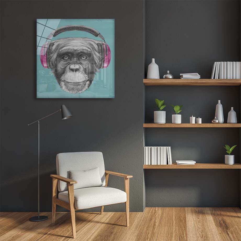 Funny Monkey with Headphones - Cute Plush Animal Toy for Kids & Adults - Perfect for Gifts, Room Decor, and Stress Relief