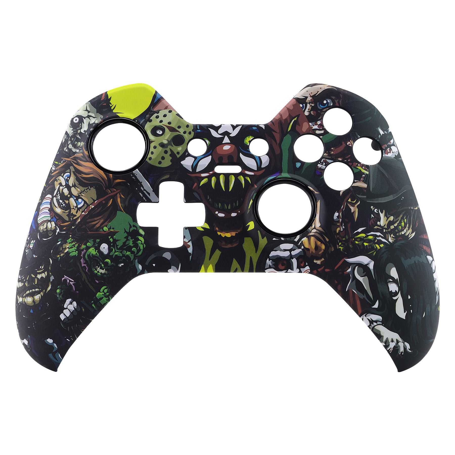 eXtremeRate Scary Party Patterned Faceplate Cover for Xbox One Elite Controller Model 1698 - Soft Touch Front Housing Shell Case with Comfortable Grip - Perfect for Gaming Parties & Halloween Events