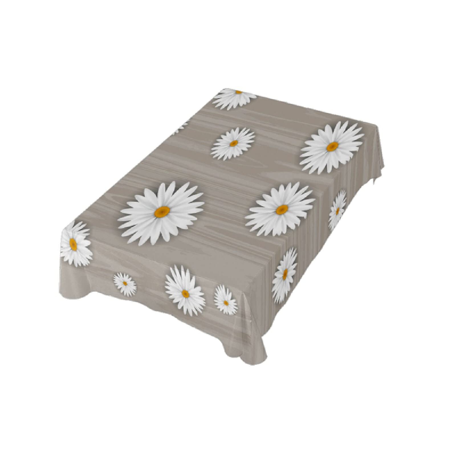 Grey and White Daisy Floral Square Tablecloth - 54x54 Inch Modern Printed Polyester Table Cover for Dining Room & Kitchen - Perfect for Parties, Family Gatherings, and Everyday Use
