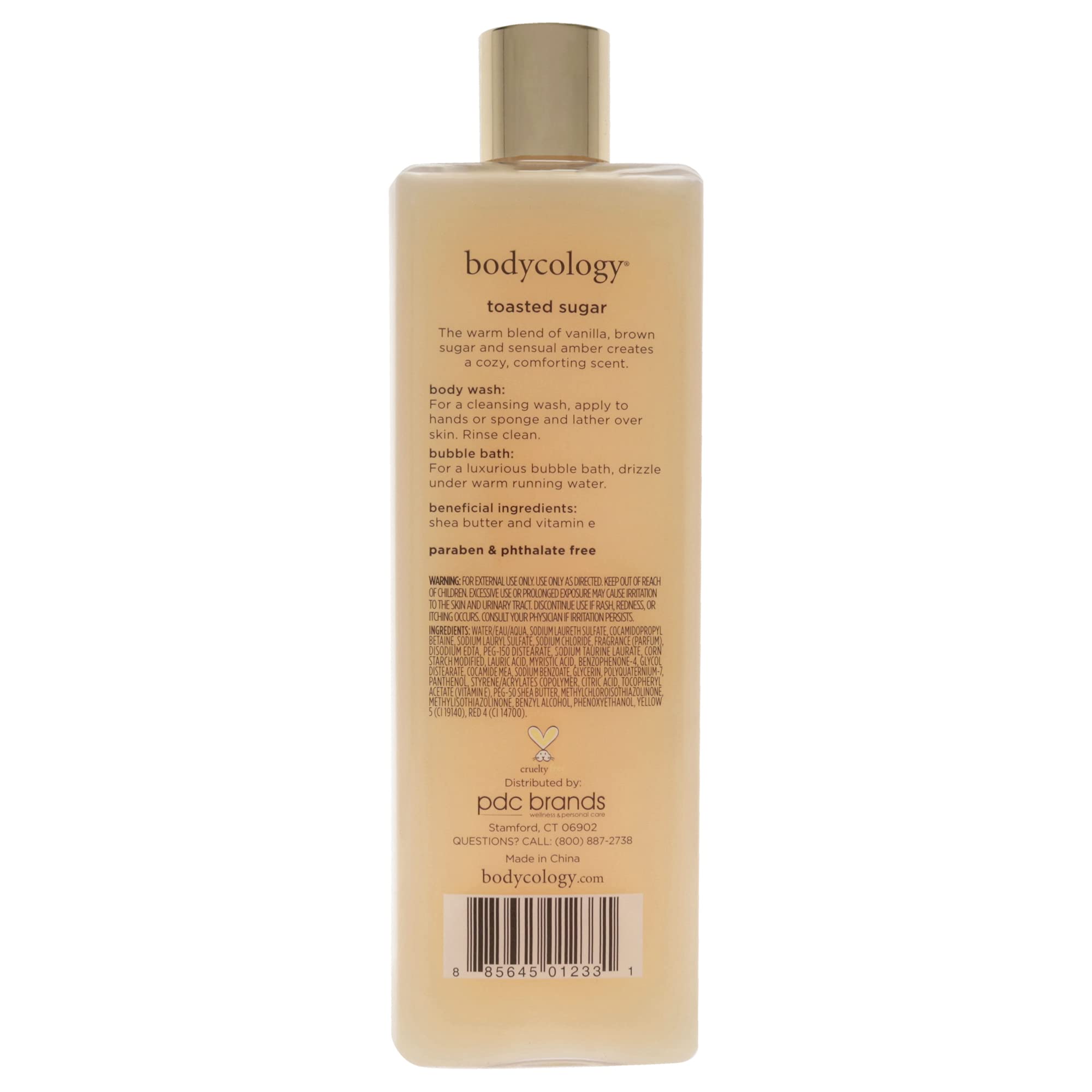 Bodycology Toasted Vanilla Sugar Foaming Body Wash - 16 fl oz (Pack of 4) | Moisturizing & Luxurious Shower Gel for Soft Skin - Perfect for Daily Use, Spa Days & Gift Sets