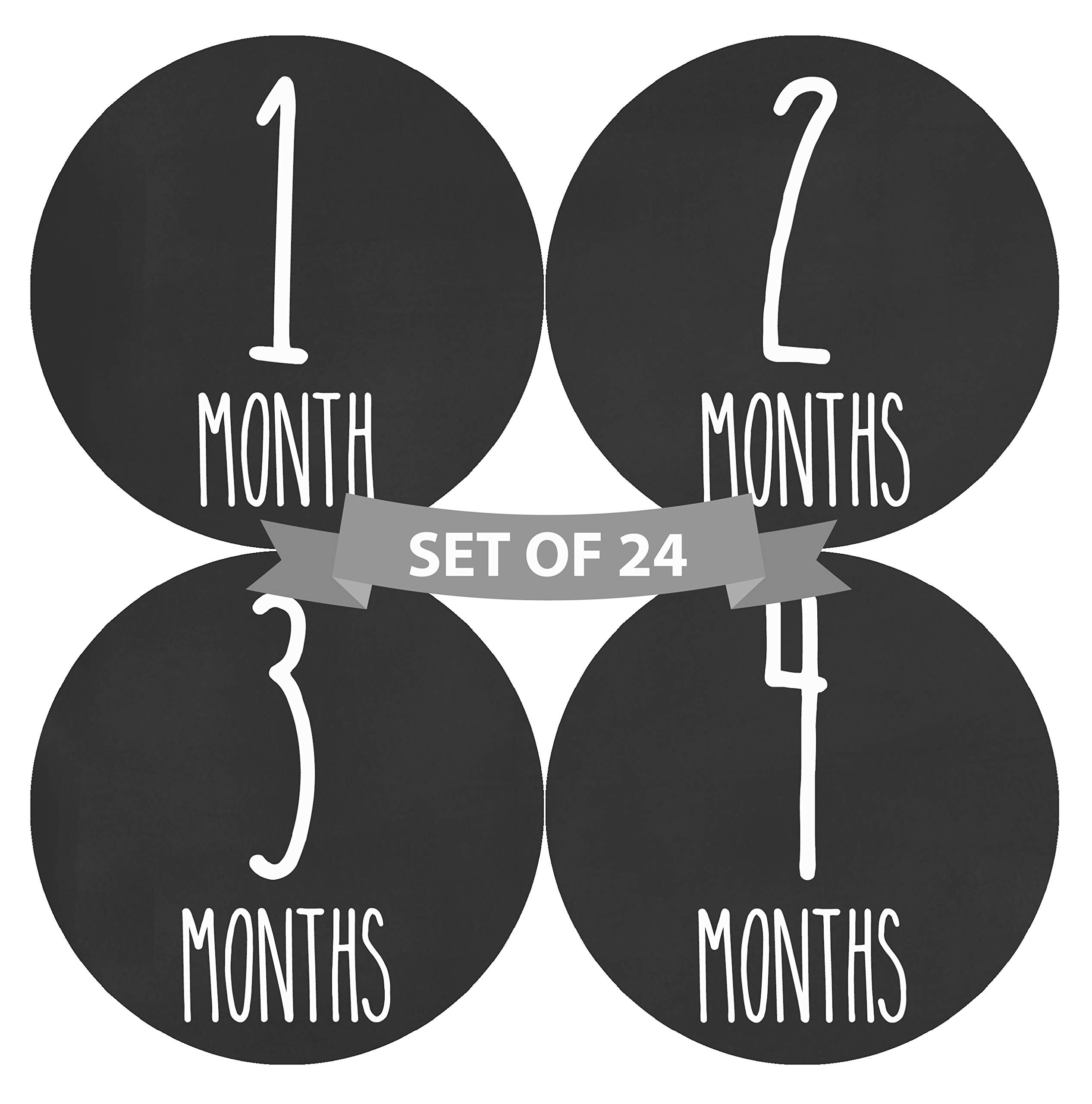 Baby Monthly Milestone Stickers Set of 24 - Gender Neutral Newborn Growth Tracking Stickers for Boys & Girls - Perfect for Baby Photo Shoots, Scrapbooking & First Year Memory Books