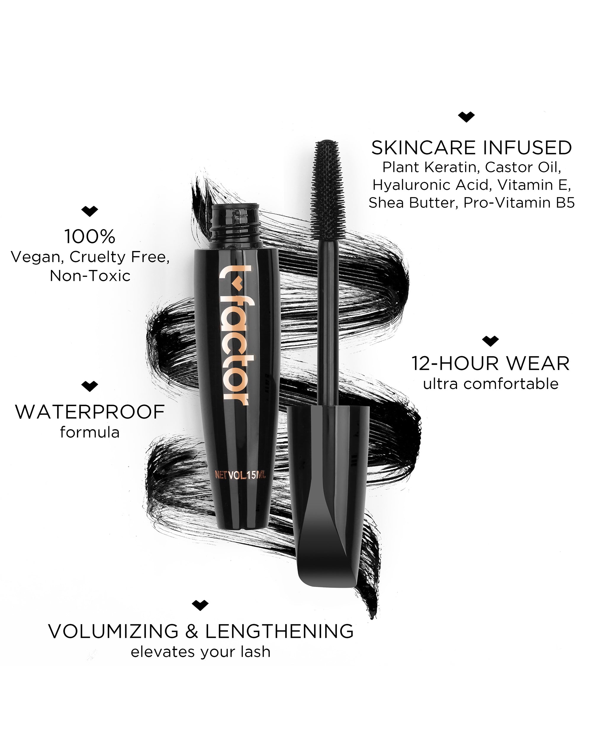 VolumEyes Mascara for Long Lashes - Lengthening & Volumizing Waterproof Mascara for Dramatic Eye Look | Perfect for Daytime Wear, Night Out & Special Occasions