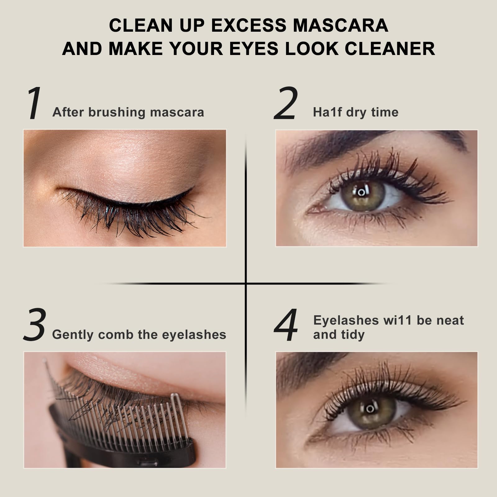 Docolor Eyelash Comb & Separator Tool - Black Arc-Designed Mascara Applicator Brush with Cover | Perfect for Lash Extension, False Eyelash Application & Makeup Routine