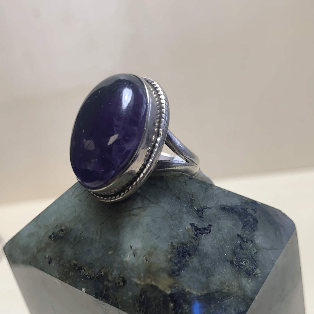 Natural Amethyst Sterling Silver Ring for Women Size 6.75 - Elegant Purple Gemstone Jewelry Gift for Birthday, Anniversary & Everyday Wear