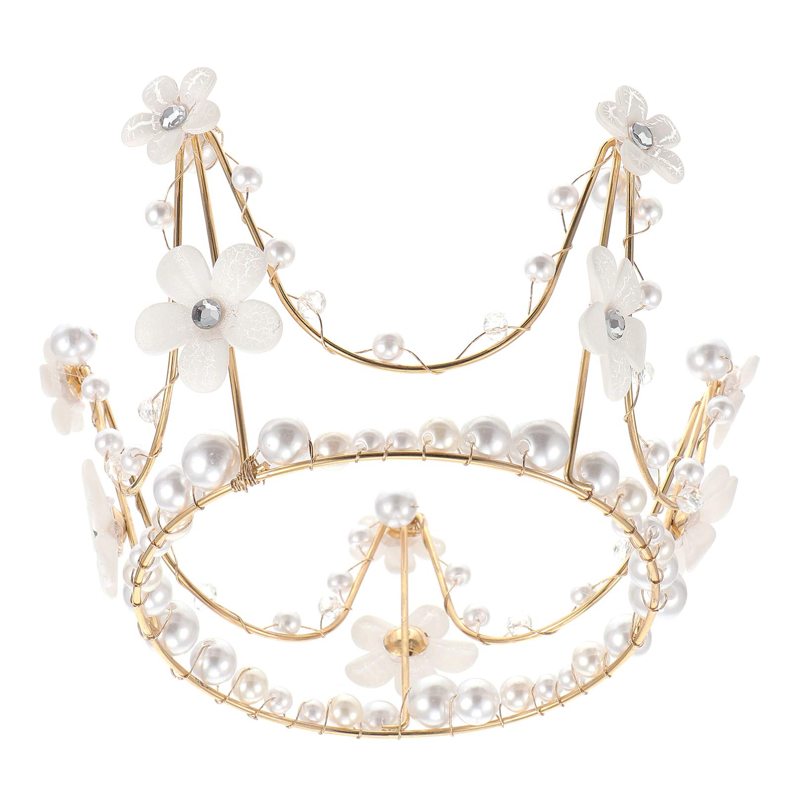 Elegant Crystal Pearl Flower Tiara Cake Topper - Rhinestone Wedding & Birthday Party Cake Decoration, Hair Ornament for Bridal Shower, Quinceañera & Special Occasions