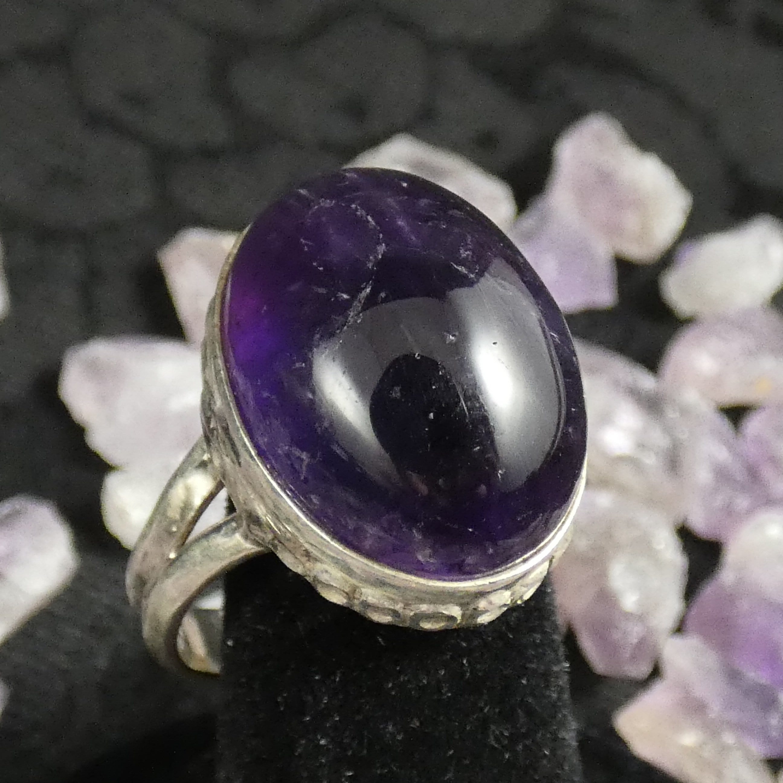 Amethyst Sterling Silver Ring for Women - Size 8.5 - Elegant Purple Gemstone Jewelry for Everyday Wear & Special Occasions