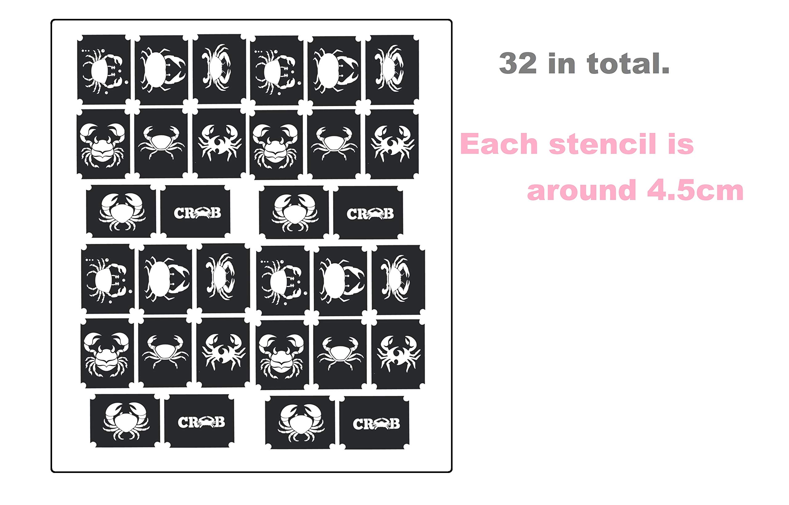 Premium Crab Body Tattoo Stencils Kit - Crab Collection for Professional & DIY Tattoo Artists - Perfect for Halloween, Beach Parties & Nautical Themed Events
