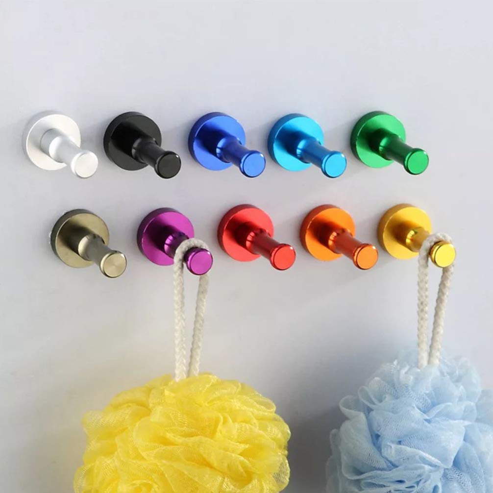DOITOOL Heavy Duty Aluminum Wall Mount Hooks - 6 Pack, Rustproof Metal Hooks for Hanging Coats, Hats, Keys & Home Decor - Perfect for Entryway, Bathroom, Kitchen & Garage Organization