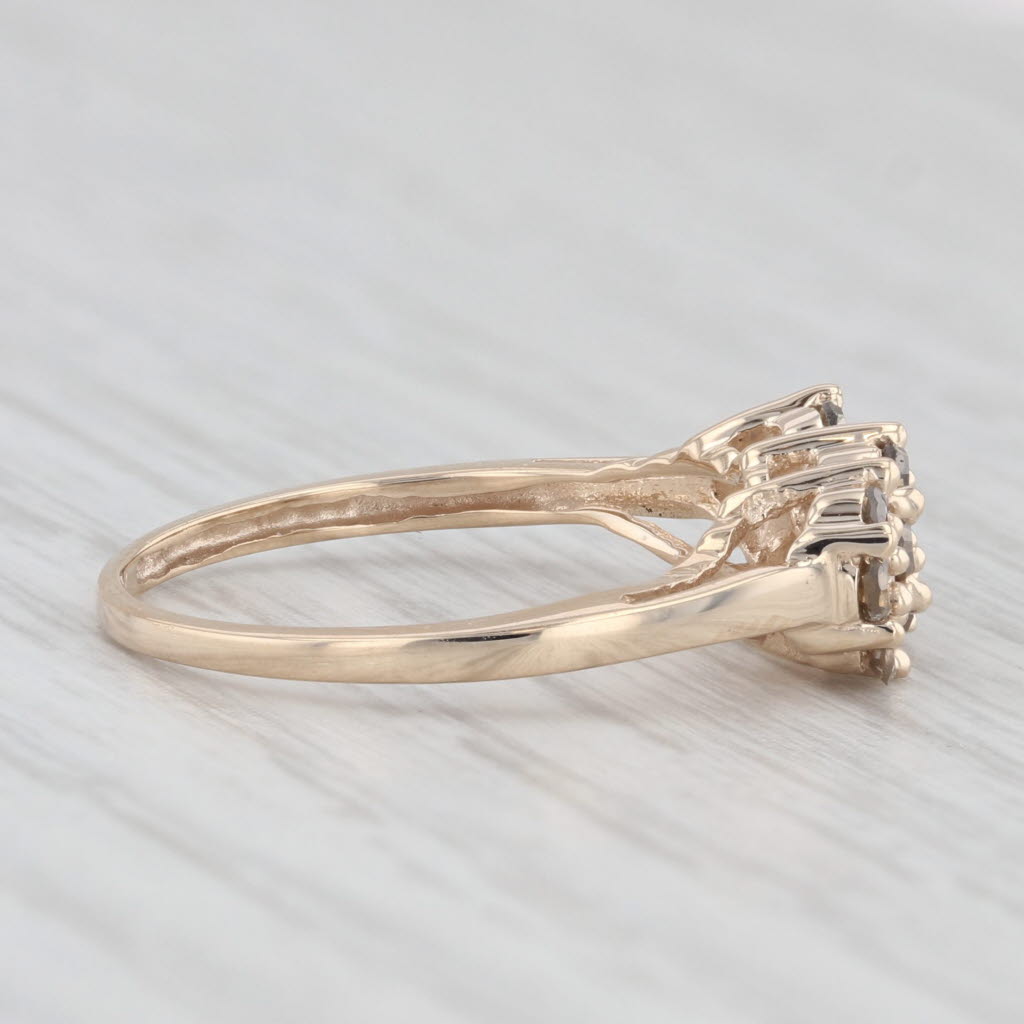 0.45ctw Champagne Diamond Cluster Ring in 10k Yellow Gold - Size 6 | Elegant Wedding Band, Anniversary Gift & Everyday Jewelry for Women