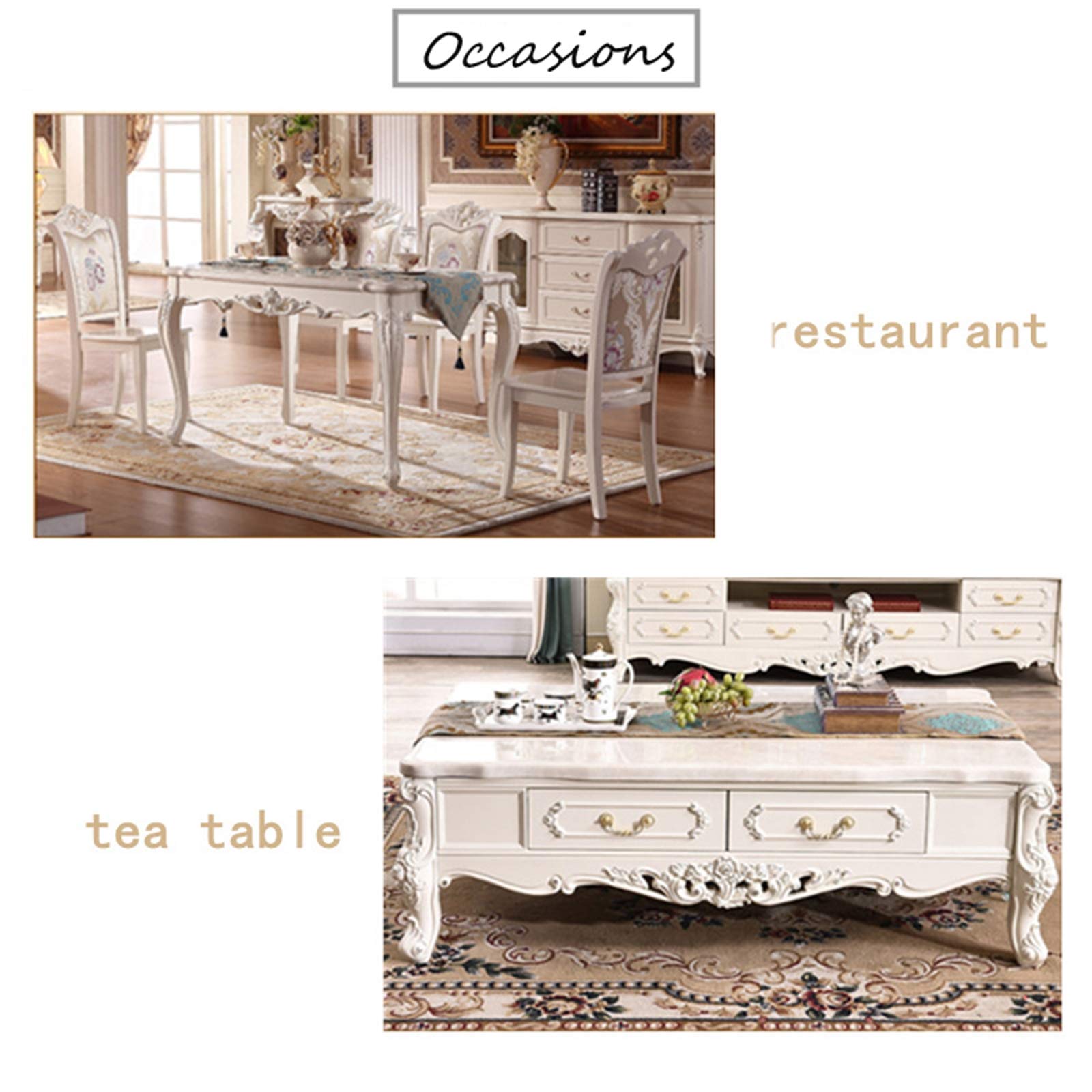 Daesar 18x80 Inch Christmas Table Runner - White Embroidered Floral Lace Polyester Tablecloth Decor for Holiday Dining & Party Decorations