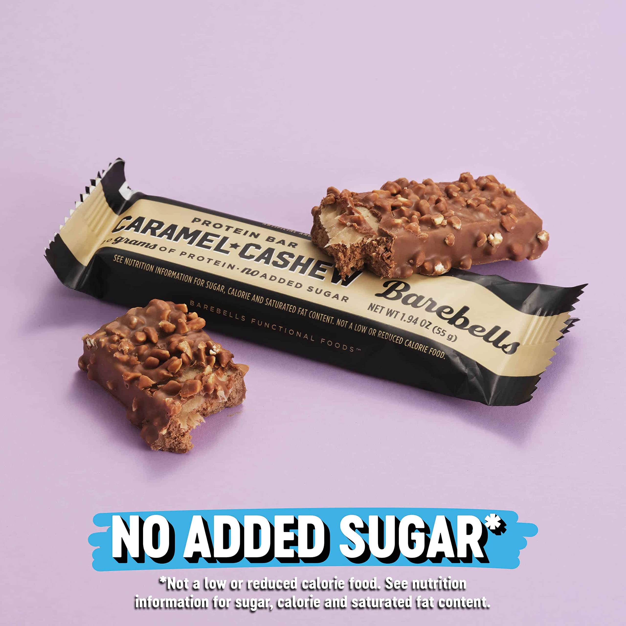 Barebells Protein Bars Caramel Cashew - 12 Count, Pack of 2 - High Protein Snack with 20g Protein & 1g Sugar - Low Sugar Chocolate Protein Bar - Perfect for Gym, Hiking, Travel & Breakfast On-The-Go