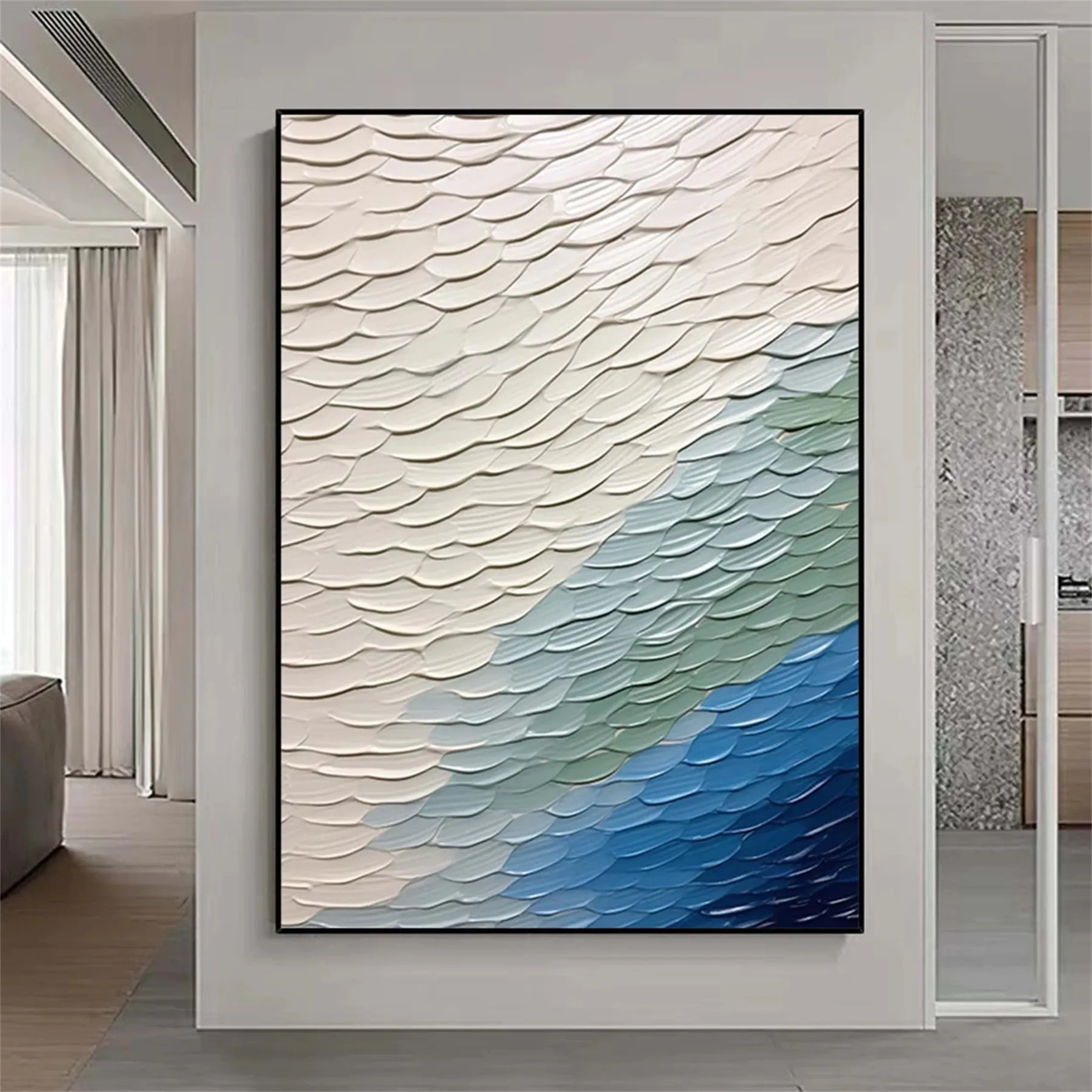 Ocean and Sky Painting #OS 119 - Handmade Seascape Wall Art for Home & Office Decor | Perfect for Living Room, Bedroom, or Beach House