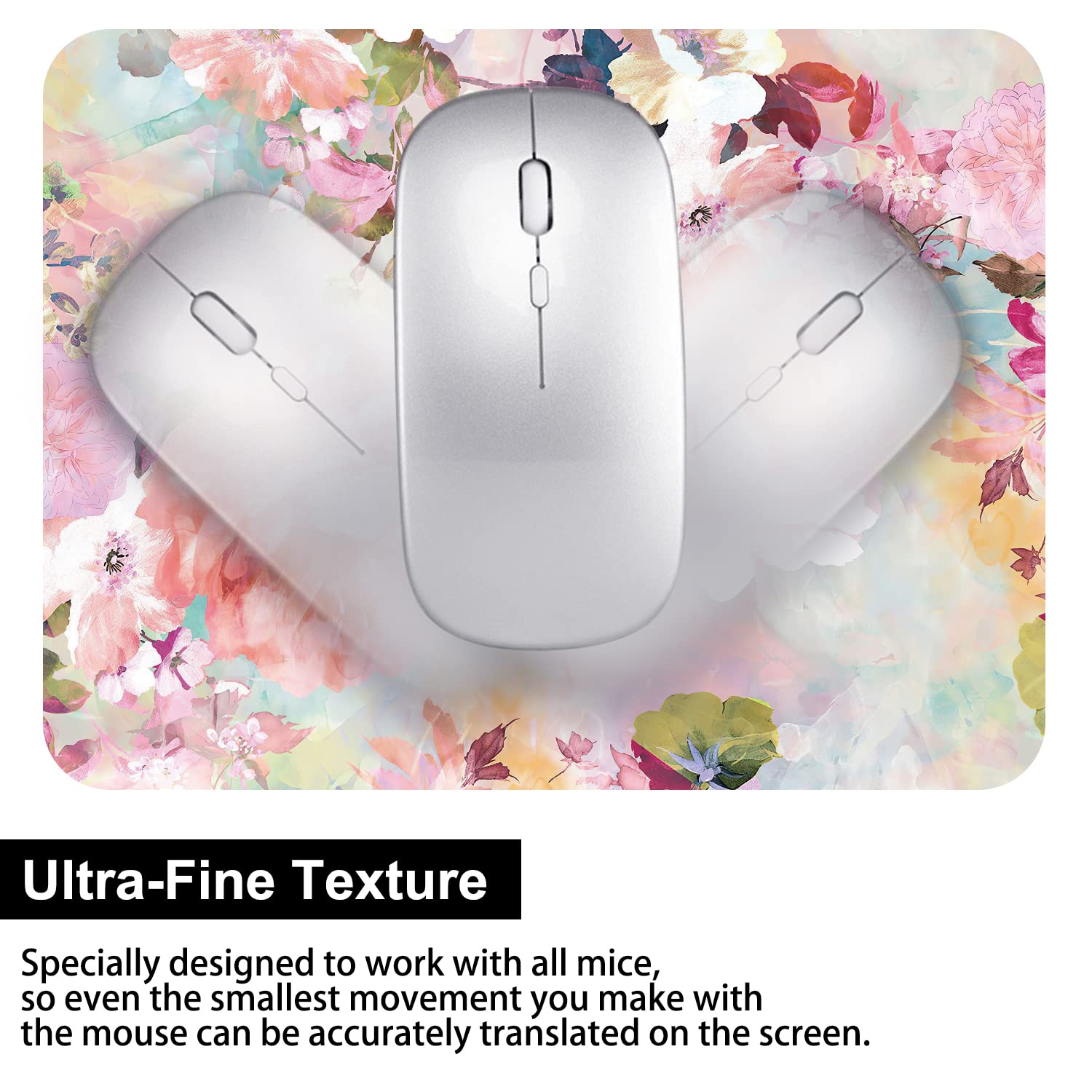 Audimi 6x8 Inch Small Mouse Pad - Thick Non-Slip Mini Mouse Mat for Laptop & Wireless Mouse - Portable, Washable Flower Design - Perfect for Home Office, Gaming & Travel Use