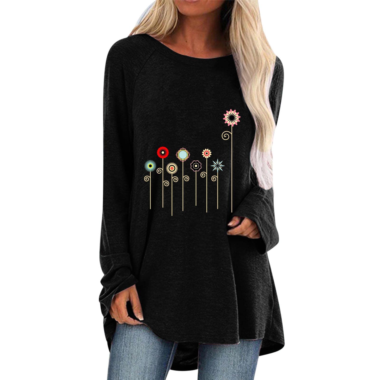 Women's Sexy Casual Long Sleeve Crew Neck Raglan Print T-Shirt - Spring Fashion Tee for Everyday Wear, Dating & Office Outfits