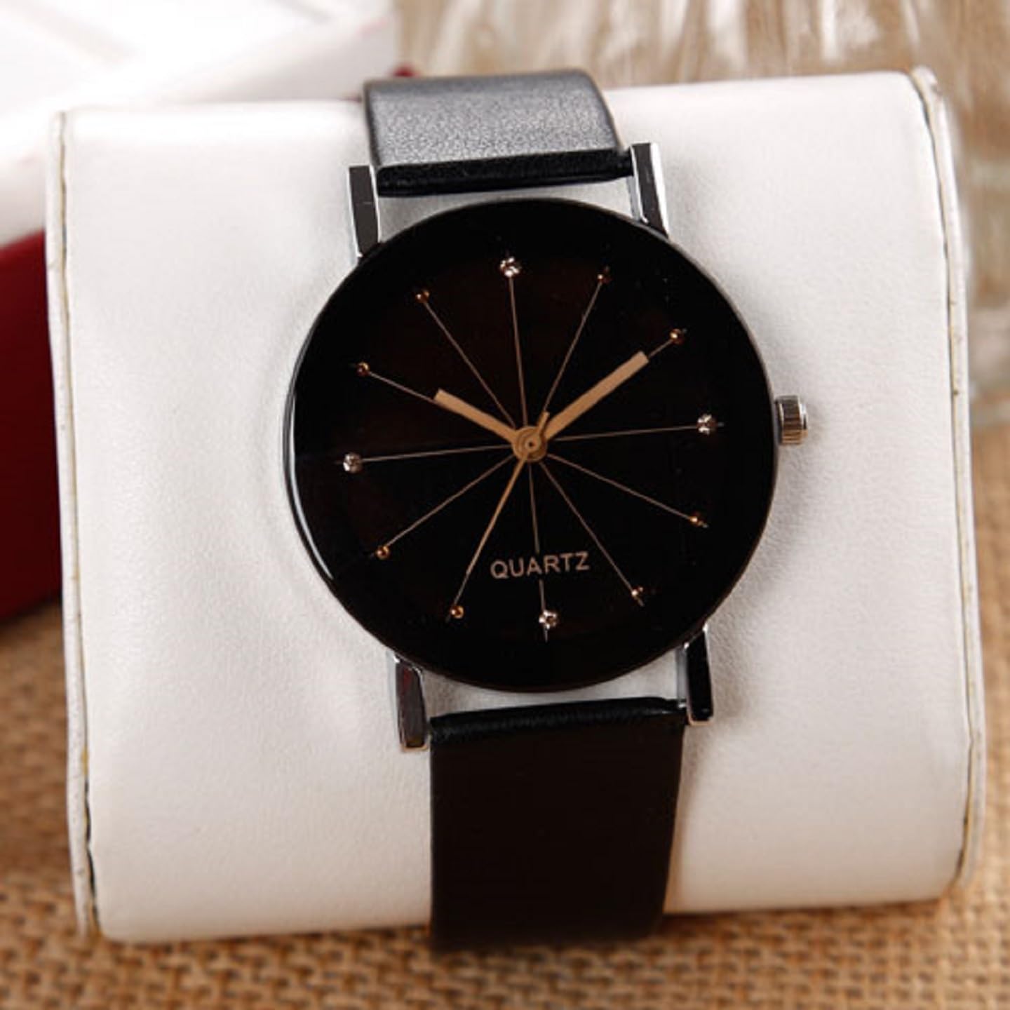 Laksh Analog Black Dial Women's Watch (SR-504 AT-504) - Leather Strap, Classic Design for Office, Party & Everyday Wear