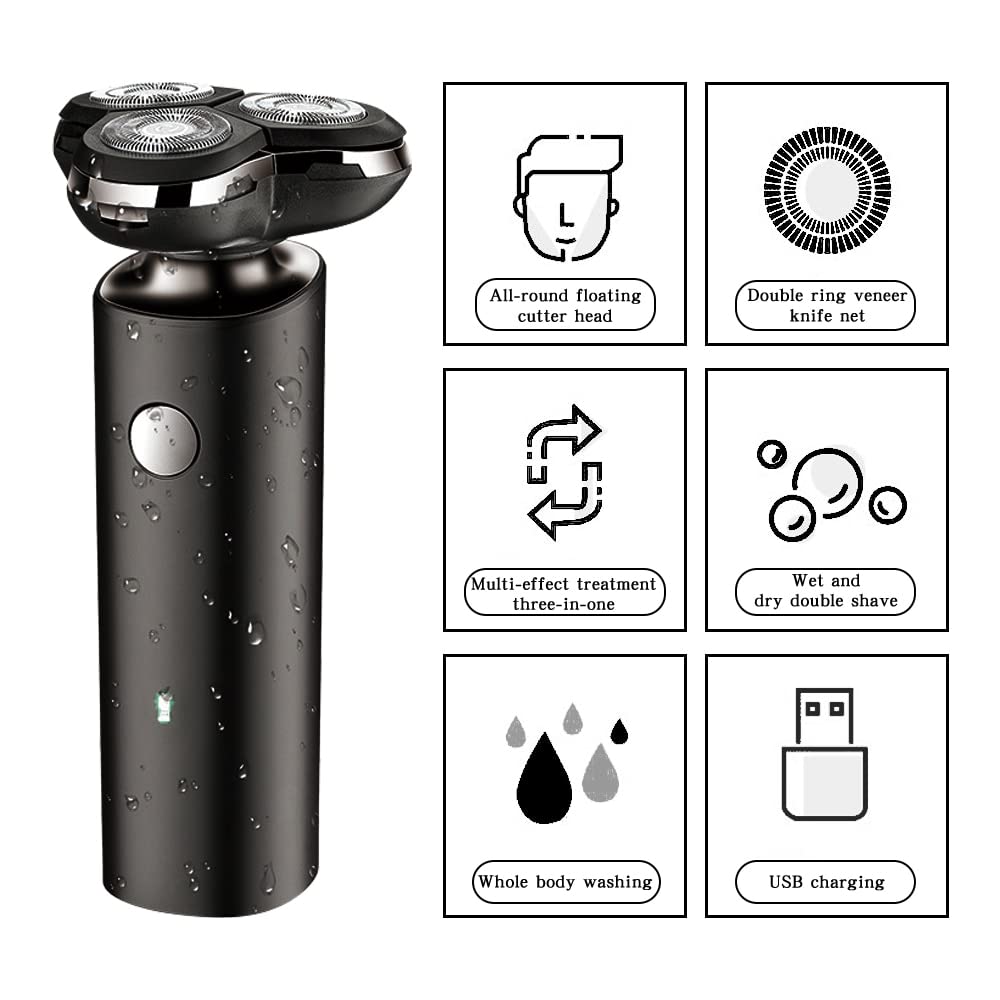 Professional 3-in-1 Electric Razor for Men - Waterproof Rechargeable Shaver with Beard & Nose Trimmer, Wet/Dry Use - Perfect for Travel, Gym & Daily Grooming