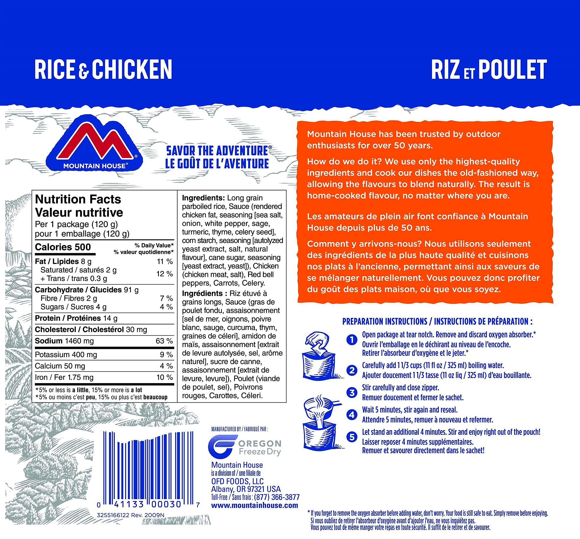 Mountain House Rice and Chicken Freeze Dried Meal Pouch - Gluten-Free Backpacking, Camping & Emergency Food - Easy to Prepare, Delicious & Nutritious Entree - Perfect for Outdoor Adventures, Hiking, Survival Kits & Emergency Preparedness