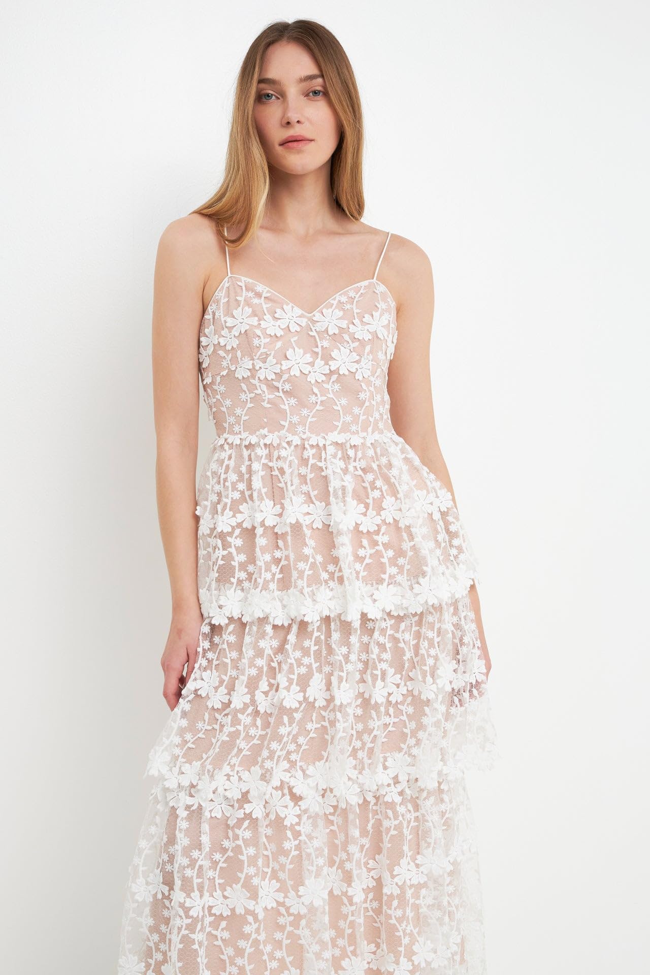 Endless Rose Women's Crochet Layered Midi Dress - Floral Lace Boho Summer Dress for Beach, Wedding & Vacation
